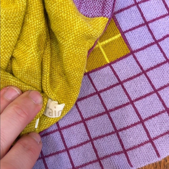 Gorgeous Purple & Yellow Grid Print Knit Skater Skirt – Girls 110/5 – European - Picture 4 of 5